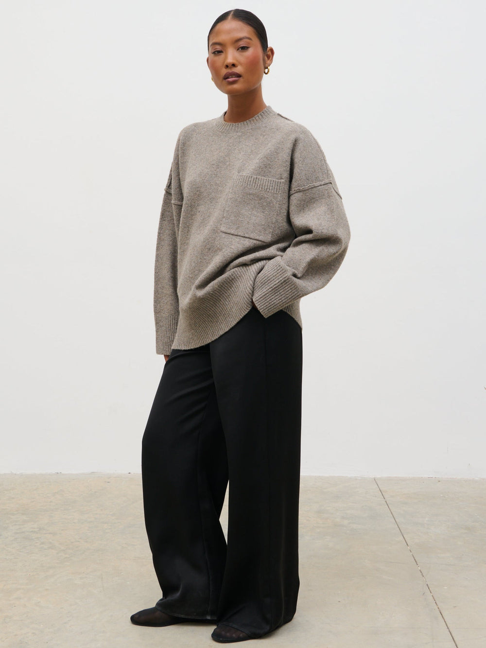 Bronte Pocket Knit Jumper - Greige