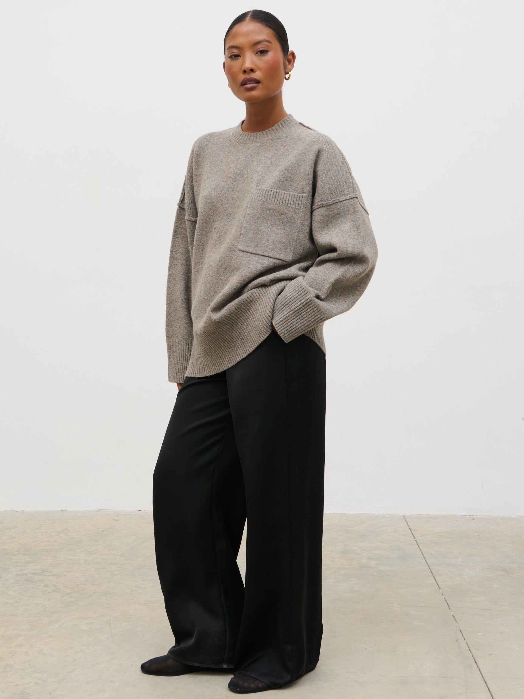Bronte Pocket Knit Jumper - Greige