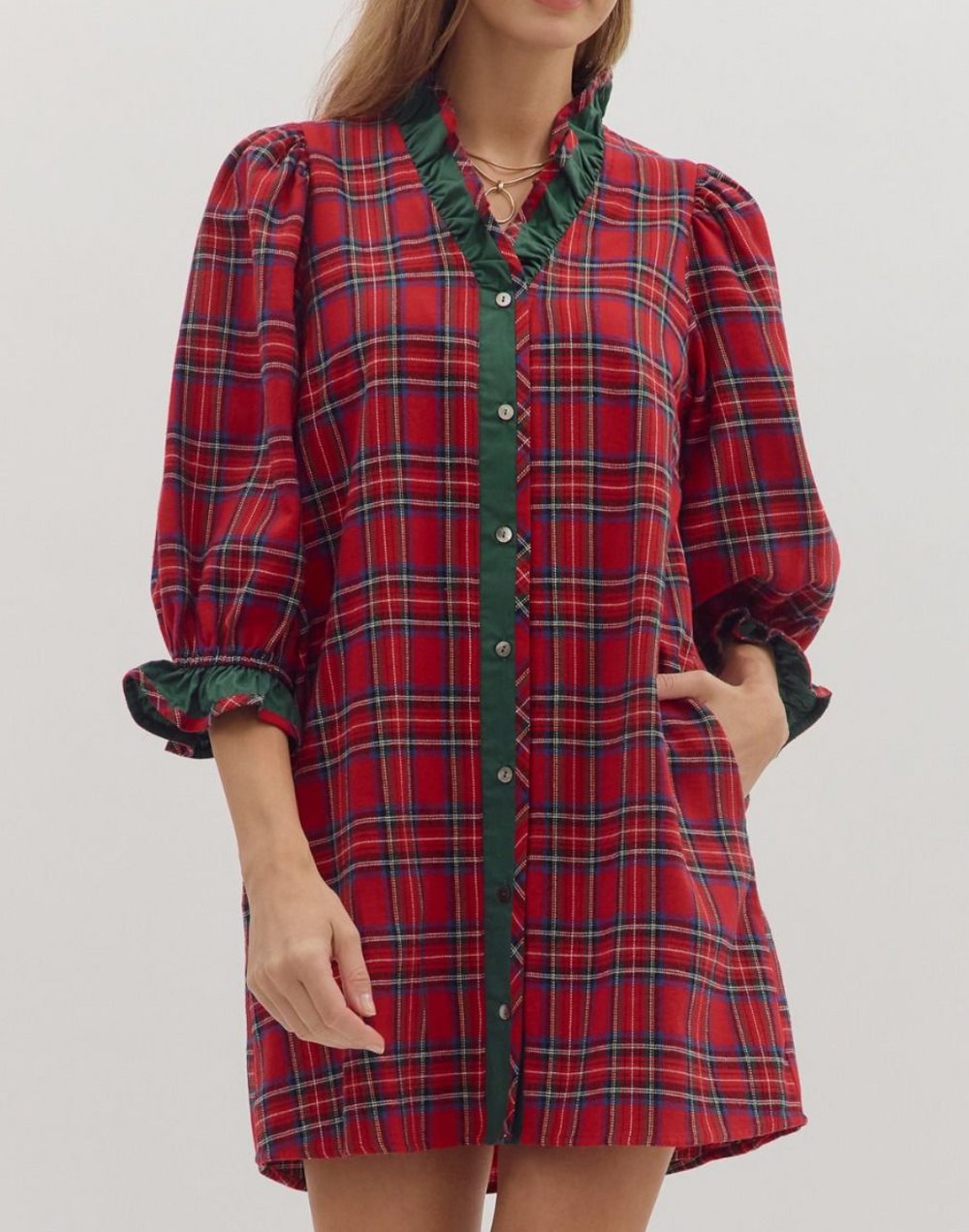 Plaid Perfection Ruffle Mini Dress