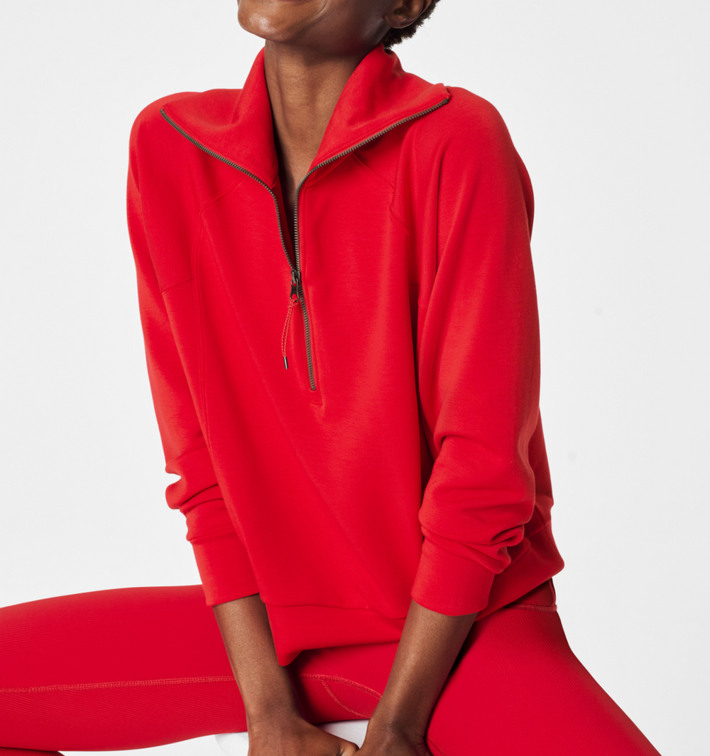 Spanx® Airessentials Half Zip Red